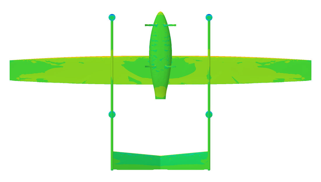 Lower surface. Seen from below, nose up; the same scale.